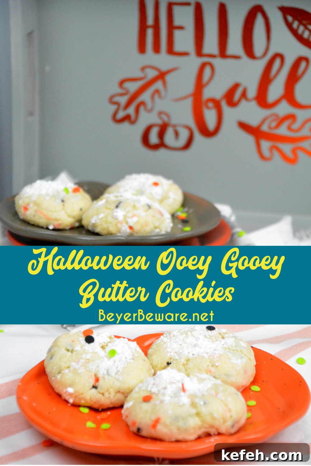 Cake Mix Halloween Cookies are a sweet combination of the funfetti cake mix with cream cheese, butter, vanilla, and eggs to form the softest cookies everyone will love.