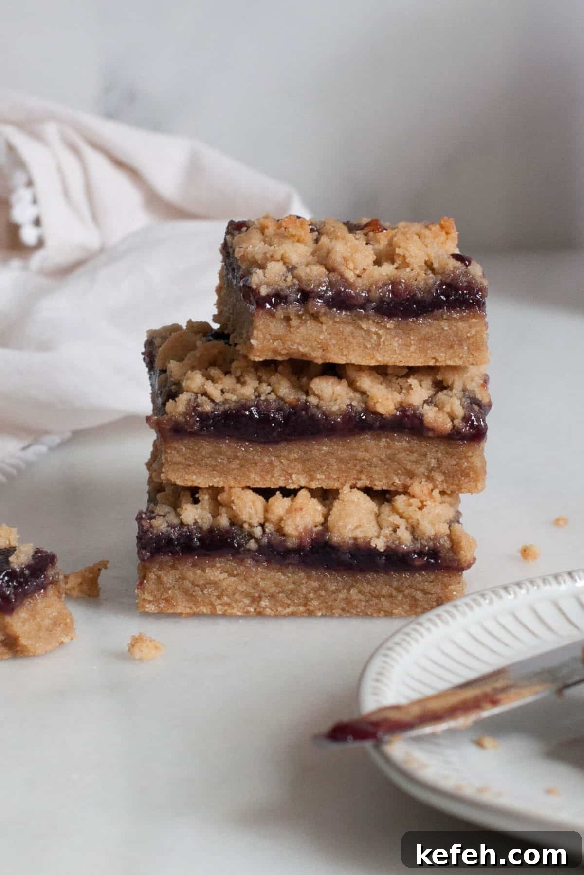stack of peanut butter and jelly bars