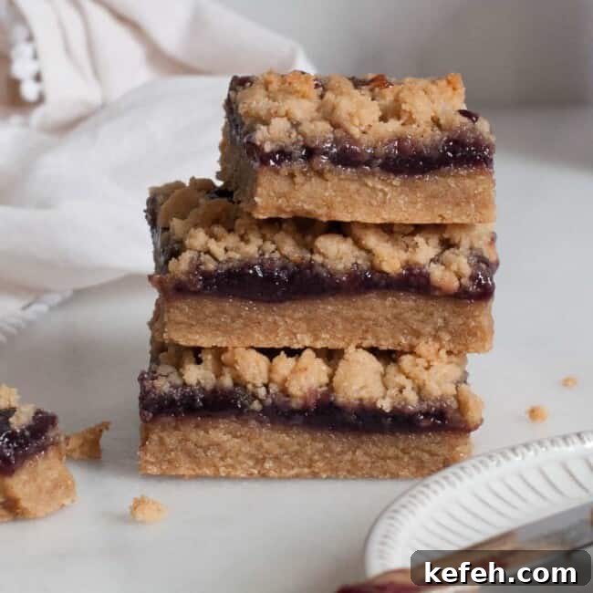 stack of peanut butter and jelly bars