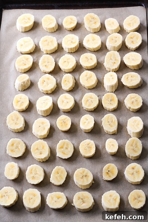 banana slices on a baking tray.
