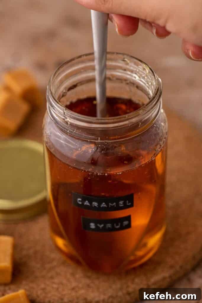 Homemade Caramel Coffee Syrup Recipe for Café-Quality Drinks 7 Jar of caramel syrup for coffee