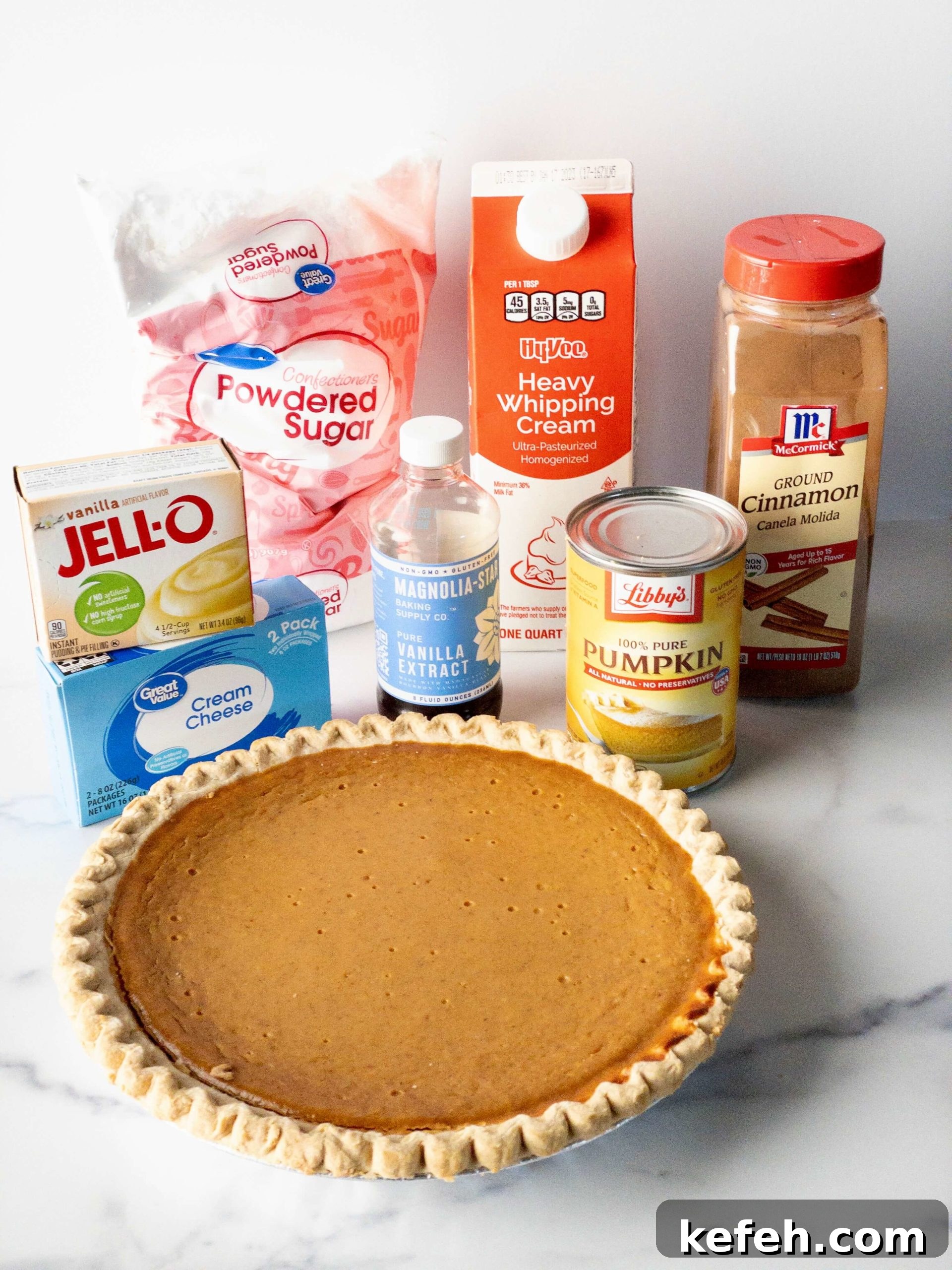 Pumpkin Cream pie ingredients on a table