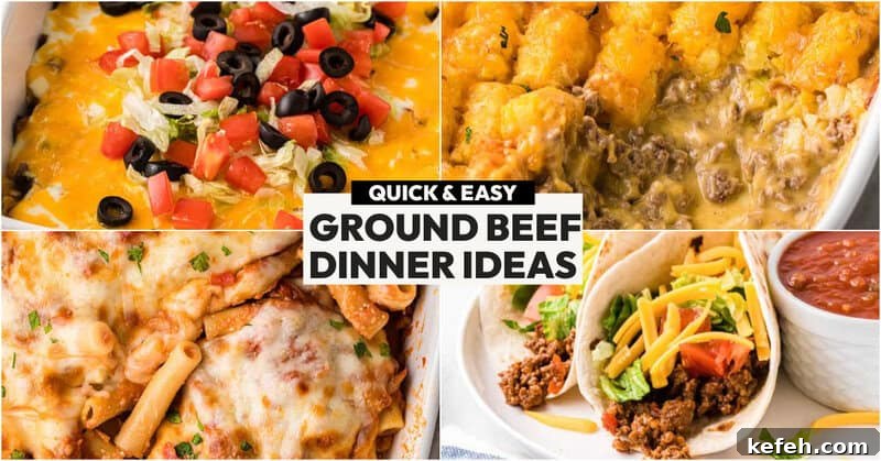 30 Ground Beef Dinner Recipes for Quick Family Meals 2 ground beef dinner idea collage pictures.