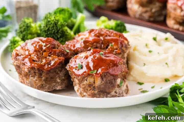 30 Ground Beef Dinner Recipes for Quick Family Meals 25 Mini meatloaf served with mashed potatoes and broccoli.