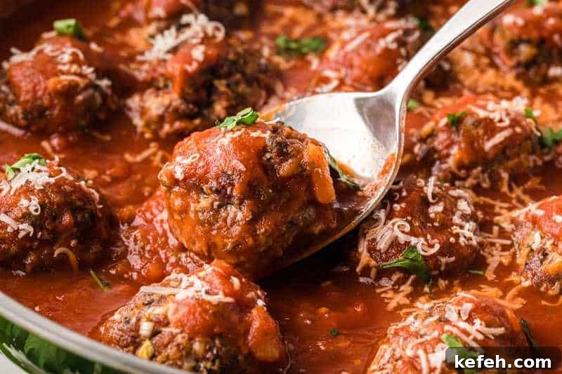 30 Ground Beef Dinner Recipes for Quick Family Meals 26 Baked Meatballs served out of the pan.