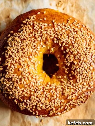 pumpkin bagel close up, resting over brown parchment paper