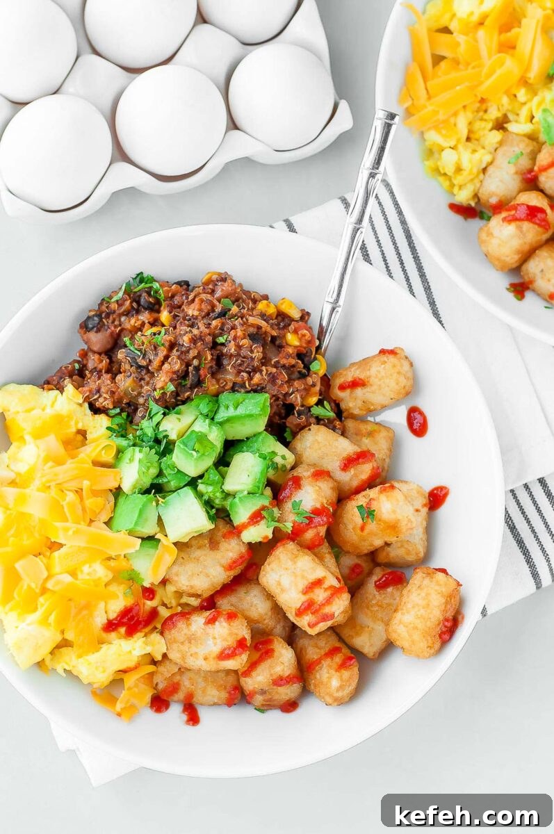 Tater Tot Breakfast Bowls with Sausage, Eggs & Cheddar 2 Tater Tot Breakfast Bowls