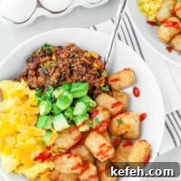 Tater Tot Breakfast Bowls with Sausage, Eggs & Cheddar 5 Tater Tot Breakfast Bowls