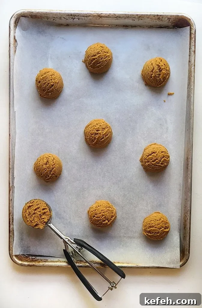 pumpkin spice latte cookie dough ready for the oven