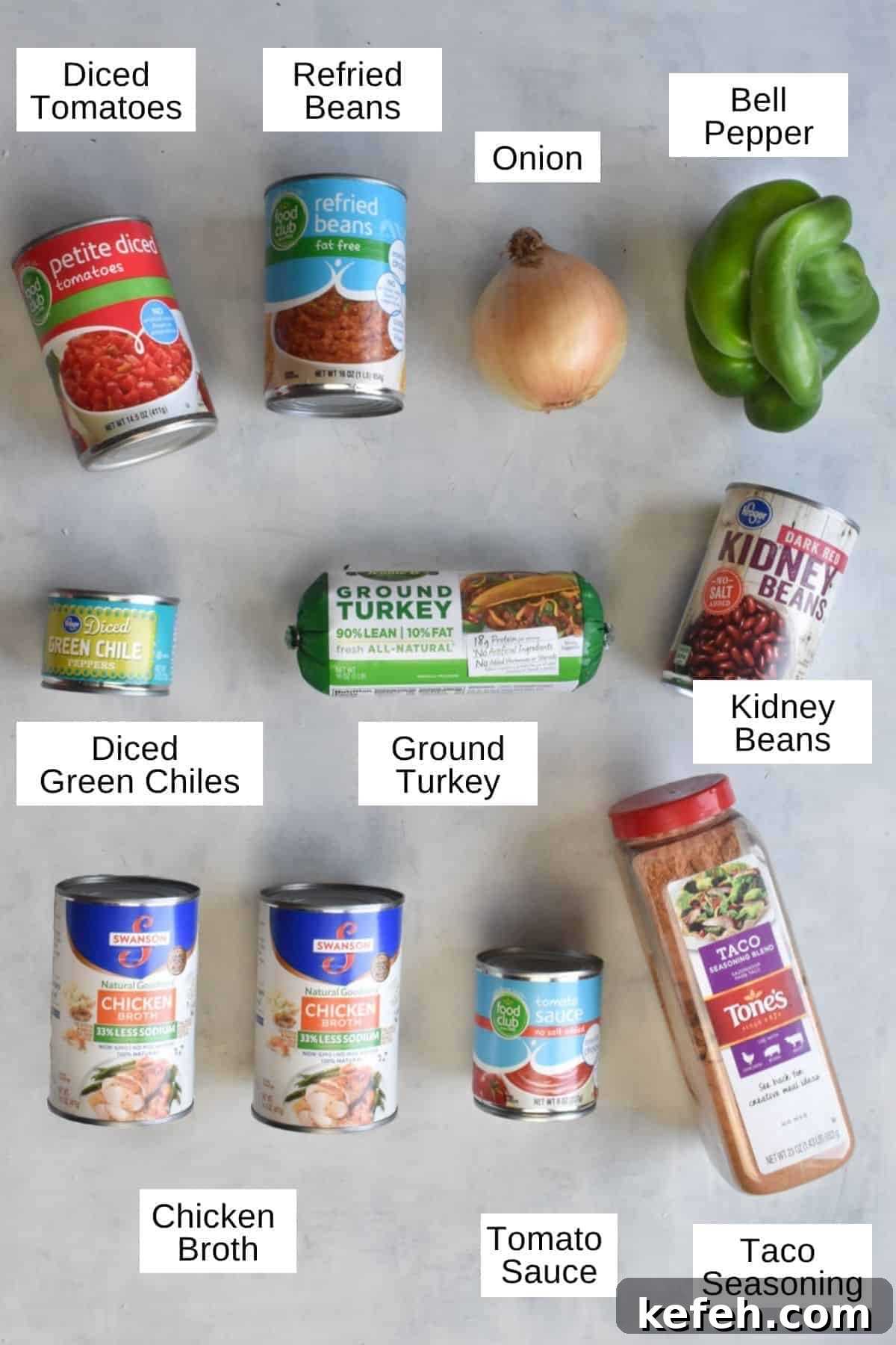 Turkey Taco Chili Soup Recipe — Hearty Weeknight Meal 3 ingredients for soup labeled.