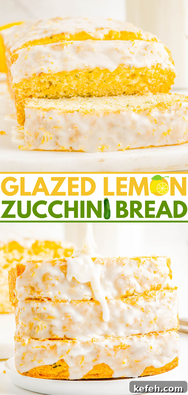 Glazed Lemon Zucchini Bread Pinterest image. 