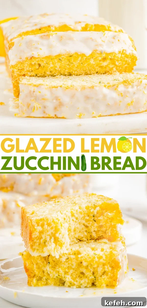 Glazed Lemon Zucchini Bread Pinterest image. 