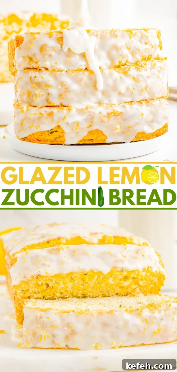 Glazed Lemon Zucchini Bread Pinterest image. 