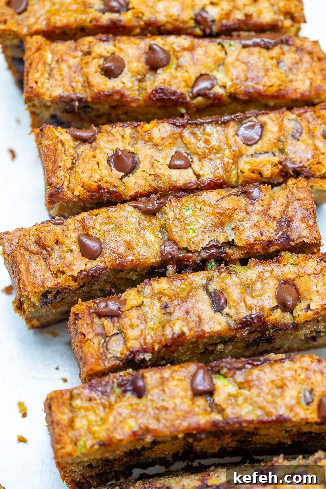 The Best Zucchini Bread sliced into pieces. 