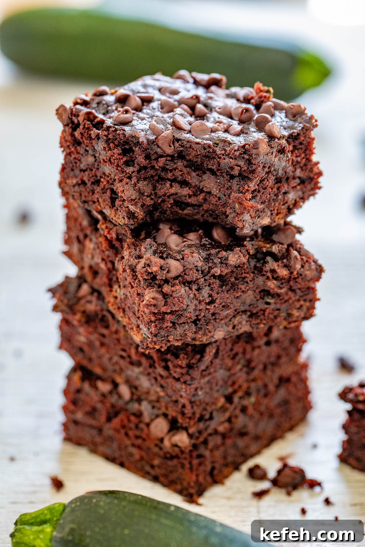 A stack of four Zucchini Brownies. 