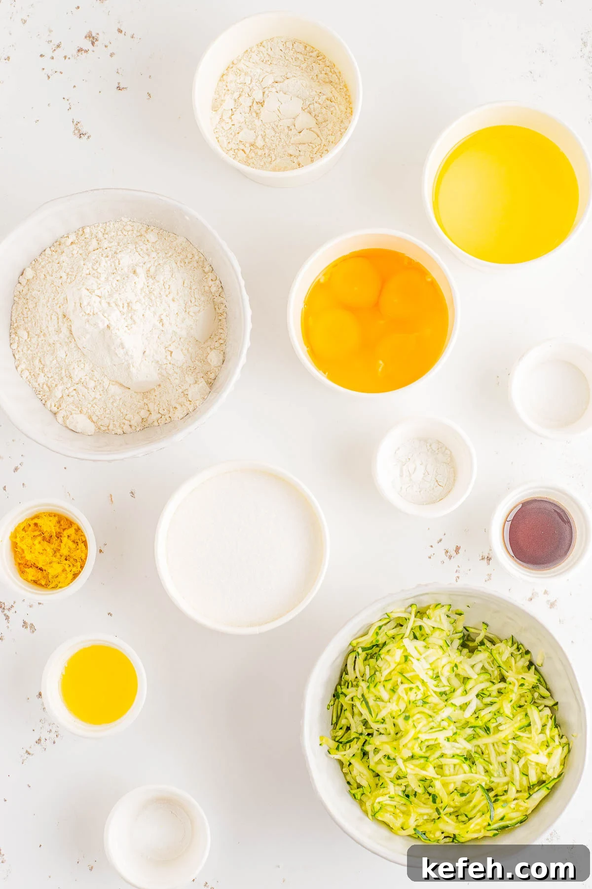 Ingredients to make glazed lemon zucchini bread. 