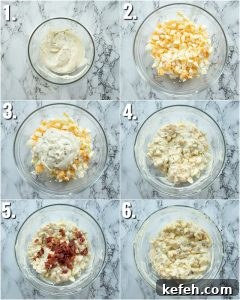6 step by step photos showing how to make egg mayonnaise