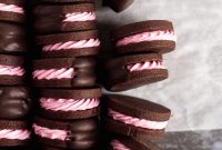 Strawberry Chocolate Sandwich Cookies with Creamy Filling