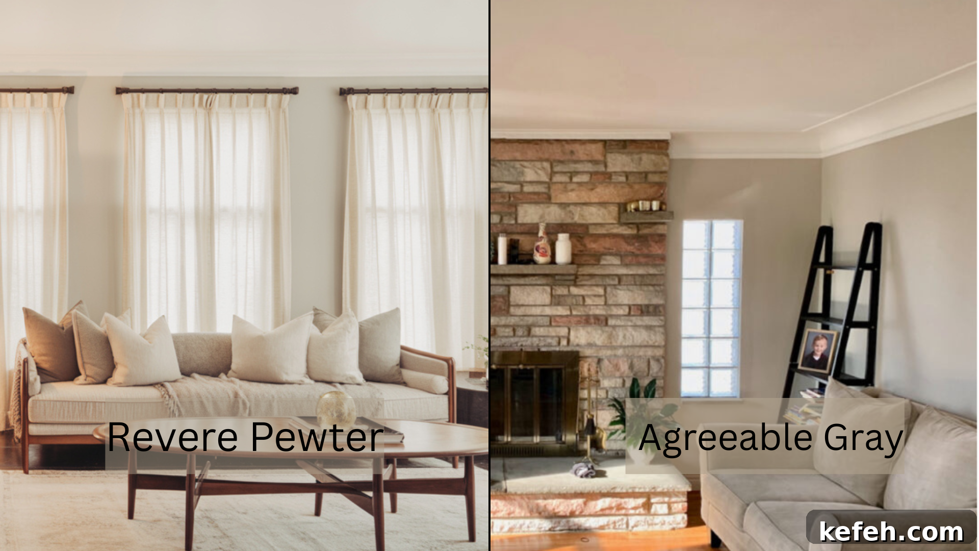 Revere Pewter HC-172 vs Agreeable Gray SW 7029: How They Compare 3 Living Spaces (Living Room, Family Room)