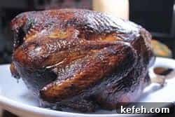 Smoked Turkey Topped with Bacon Butter 15 Just out of the smoker, breast side down