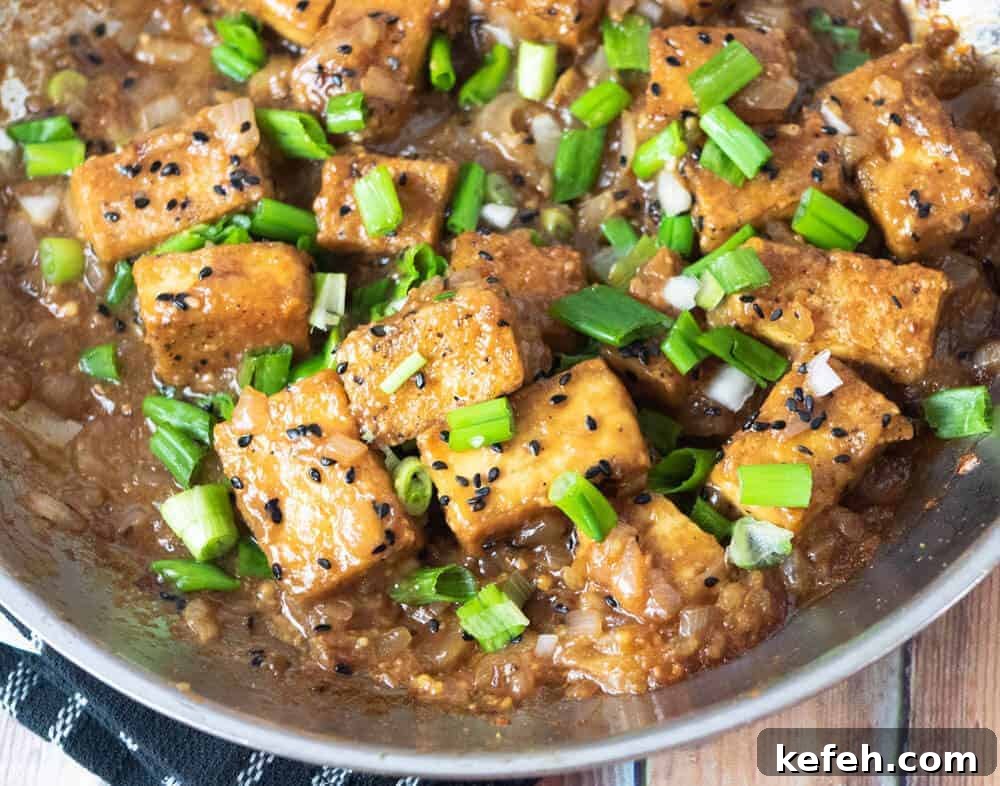 Ginger and Garlic Tofu Stir-Fry Recipe 3 overhead shot of garlic ginger tofu stir fry with garlic ginger and scallions