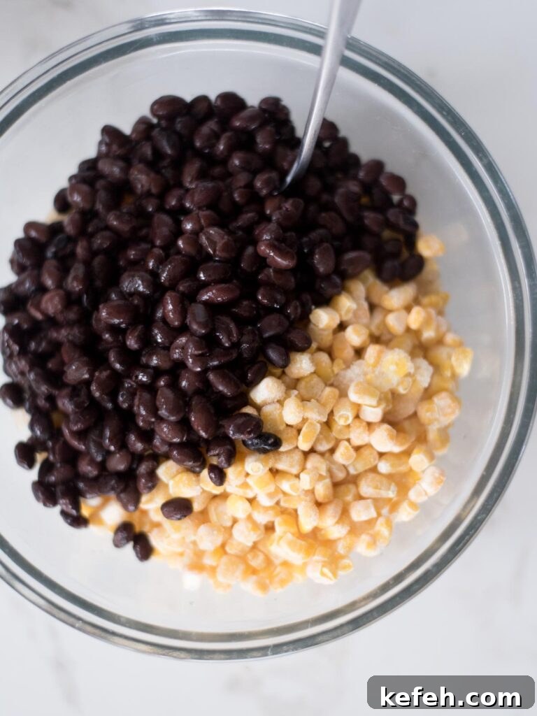 Tex Mex Chicken with Black Beans and Rice Casserole 6 Black beans added over the corn.