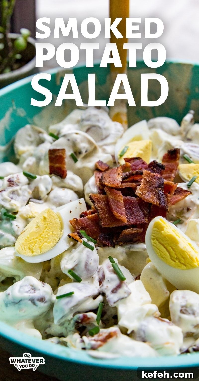 Smoked Potato Salad with Crispy Bacon and Dijon Dressing 2 Smoked potato salad on a plate
