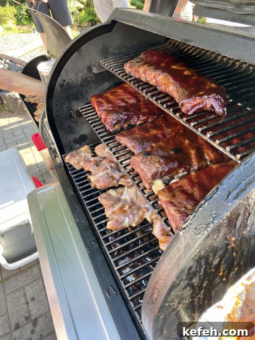Smoked Potato Salad with Crispy Bacon and Dijon Dressing 6 Ribs and thighs