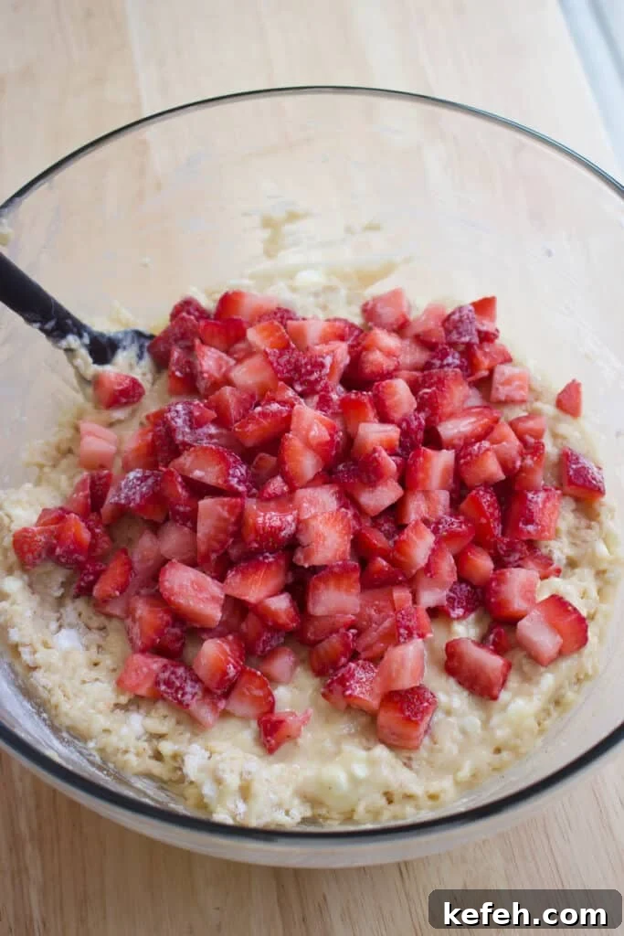 Light and Fluffy Strawberry Cottage Cheese Muffins 8 Strawberry pieces