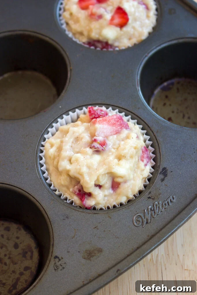 Light and Fluffy Strawberry Cottage Cheese Muffins 10 Muffins before baking