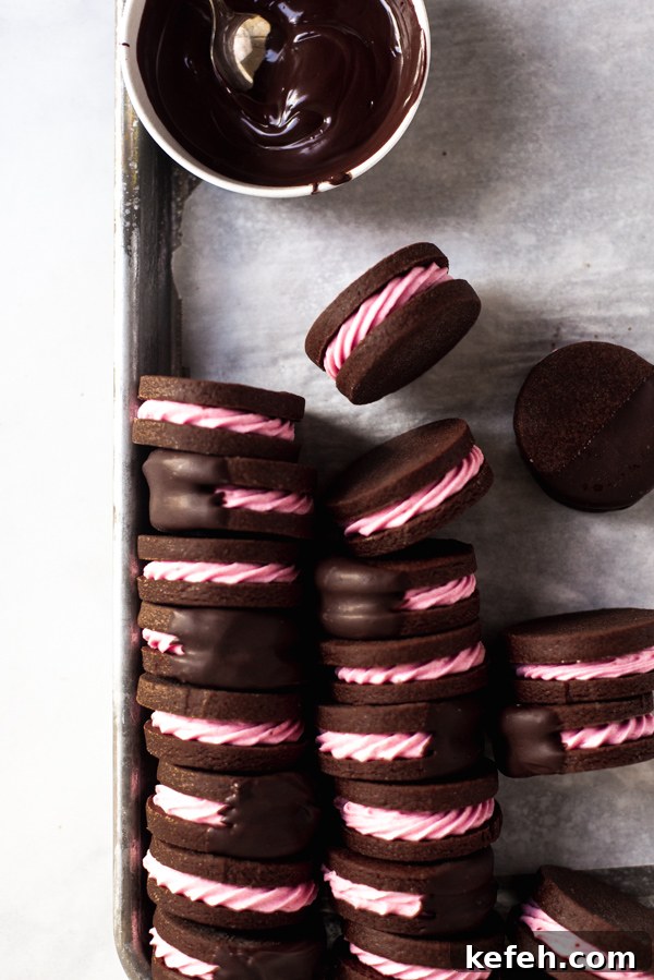 Strawberry Chocolate Sandwich Cookies with Creamy Filling 2 Strawberry chocolate sandwich cookie