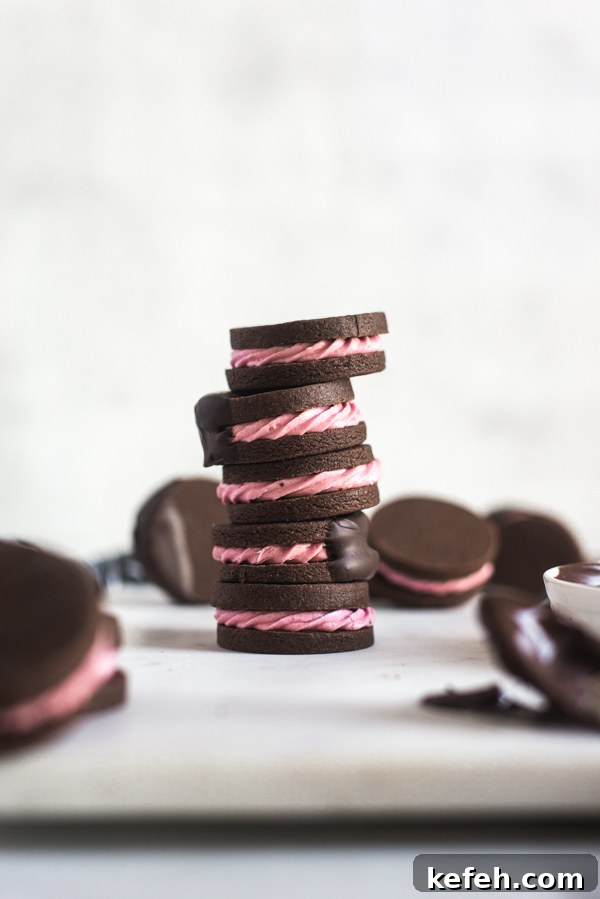 Strawberry Chocolate Sandwich Cookies with Creamy Filling 3 Rolled chocolate cookie dough