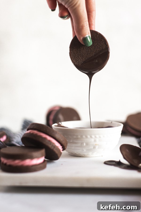 Strawberry Chocolate Sandwich Cookies with Creamy Filling 5 Strawberry buttercream sandwich cookies