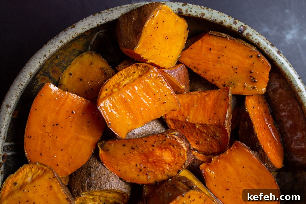 Crispy Roasted Sweet Potatoes with Garlic and Herbs 3 roasted sweet potatoes